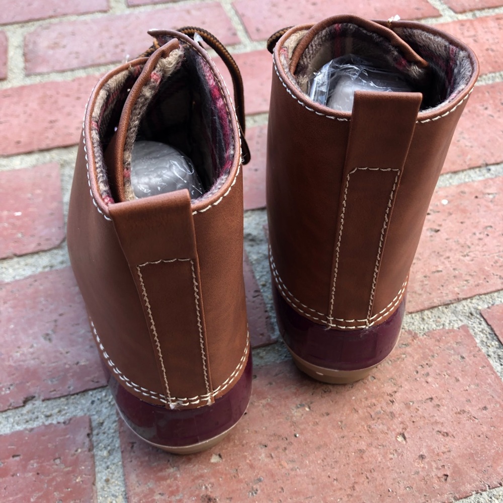 Duck Rubber Rain Ankle Lace Up Booties Rainboots - Picture 4 of 6